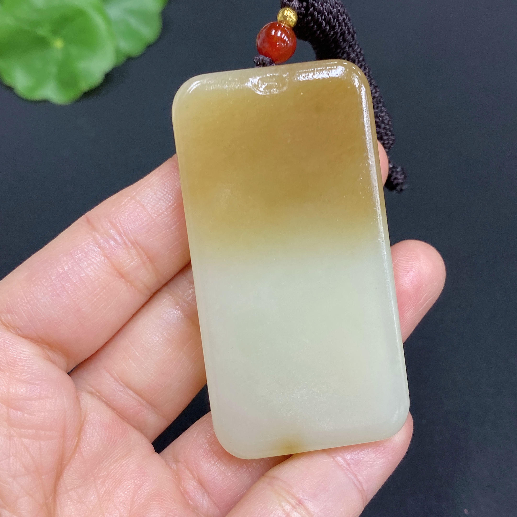 H32771144 Hetian Jade Pendant, Antique-style Plaque, Total Weight (including rope): 43.6g