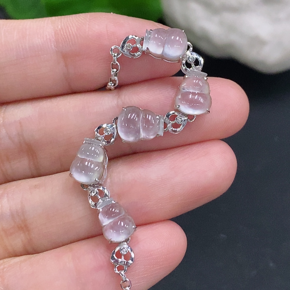 F33884110 Jadeite Gourd Inlaid Bracelet 18K Gold Total Weight About 3.8g