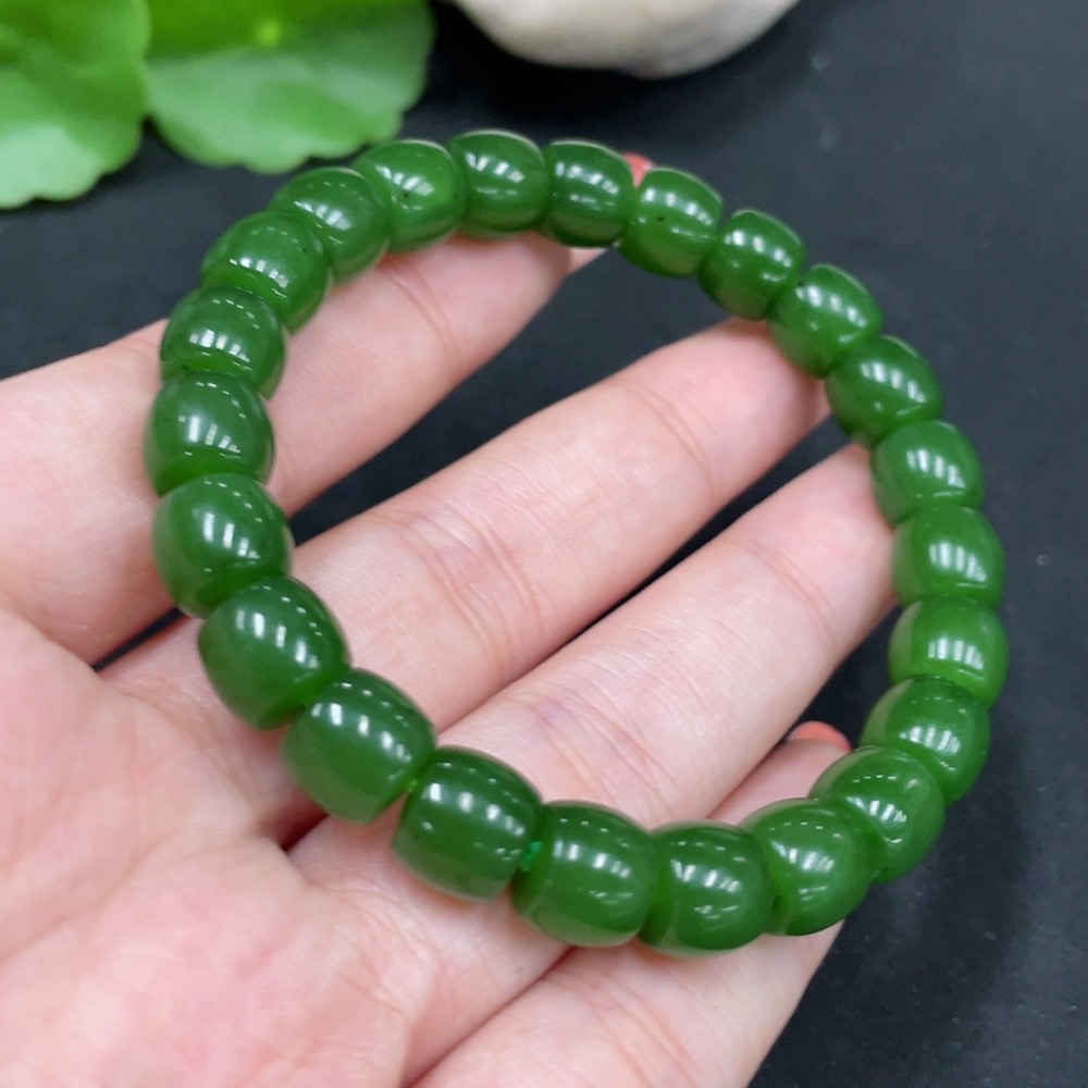 H35112427 Hetian Jade Bracelet, approx. 8.7mm beads, total weight approx. 26.9g