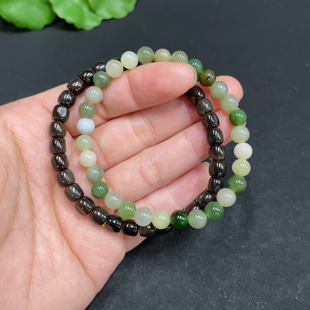 H35102443 Hetian Jade Bracelet, Approx. 5.9mm Beads, Total Weight About 20.6g
