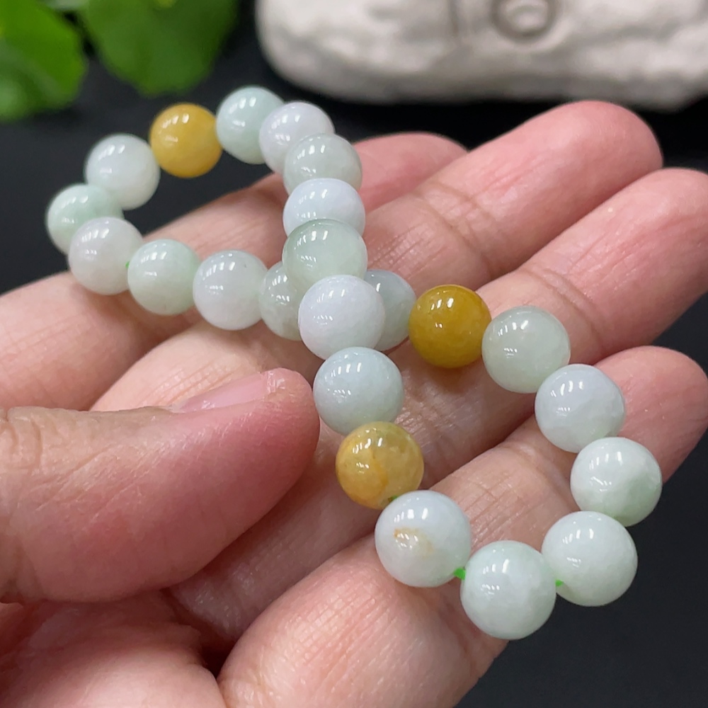 F33837853 Jadeite Bracelet Approx 7.6mm Beads Total Weight 16.9g Color Origin Undetermined