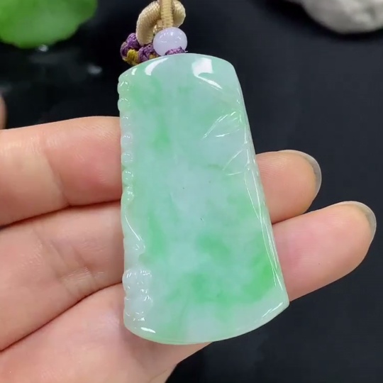 F29362873 Jadeite Bamboo Pendant Total Weight Approx. 19.71g (including rope weight)