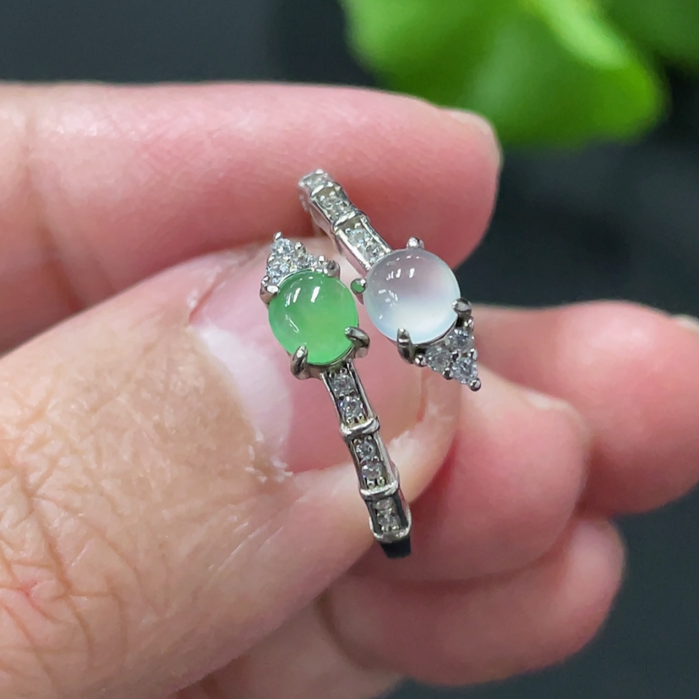 F35146855 Jadeite Cabochon Ring Non-Gold Setting Adjustable Size Total Weight Approx. 1.85g