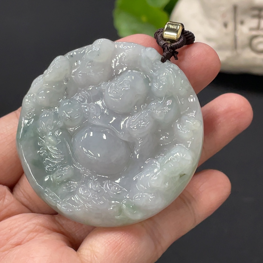 F33836512 Jadeite Buddha Pendant with a total product weight of approximately 48g