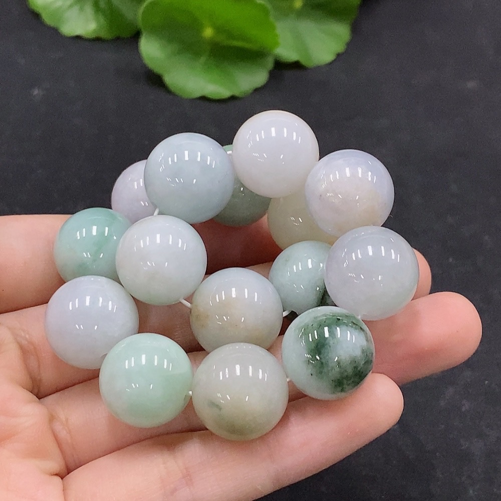 F34995329 Jadeite Beads Bracelet Approx. 15mm Total Weight Approx. 87.74g