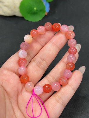 H41946075 盐源玛瑙手串 卡8.9mm左右 仅红色 货品总重约22.5g
