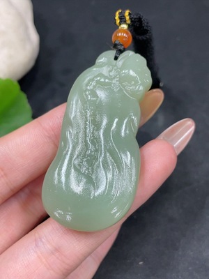 H32725585 Hetian Jade Pendant Lotus with Non-Hetian Jade Beads Total Weight Approx. 24.8g (Including Cord)