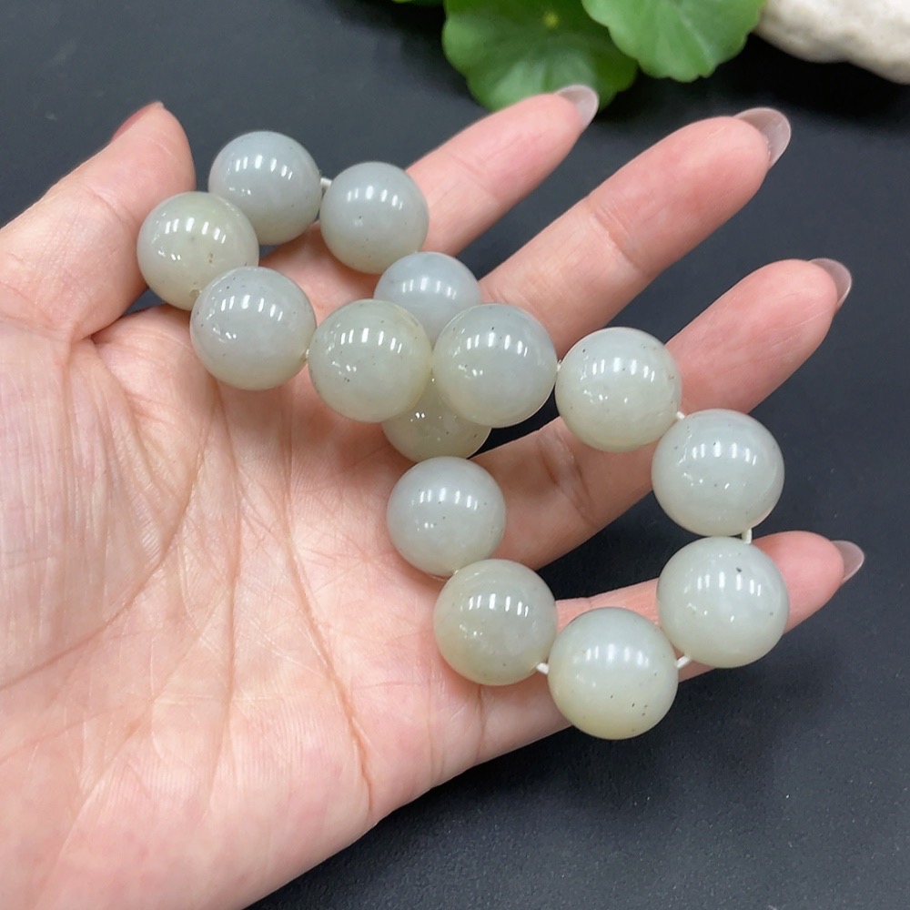 H19081307 Hetian Jade Bracelet, Approx. 16mm Beads, Total Weight Approx. 92.19g