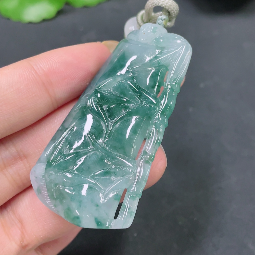 F18059015 Jadeite Bamboo Pendant Total Weight 26.493g
