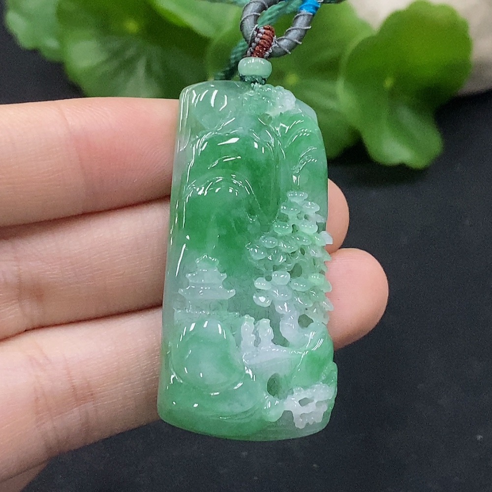 F35133279 Jadeite Pendant Landscape with Cord Total Weight Approx. 16.72g
