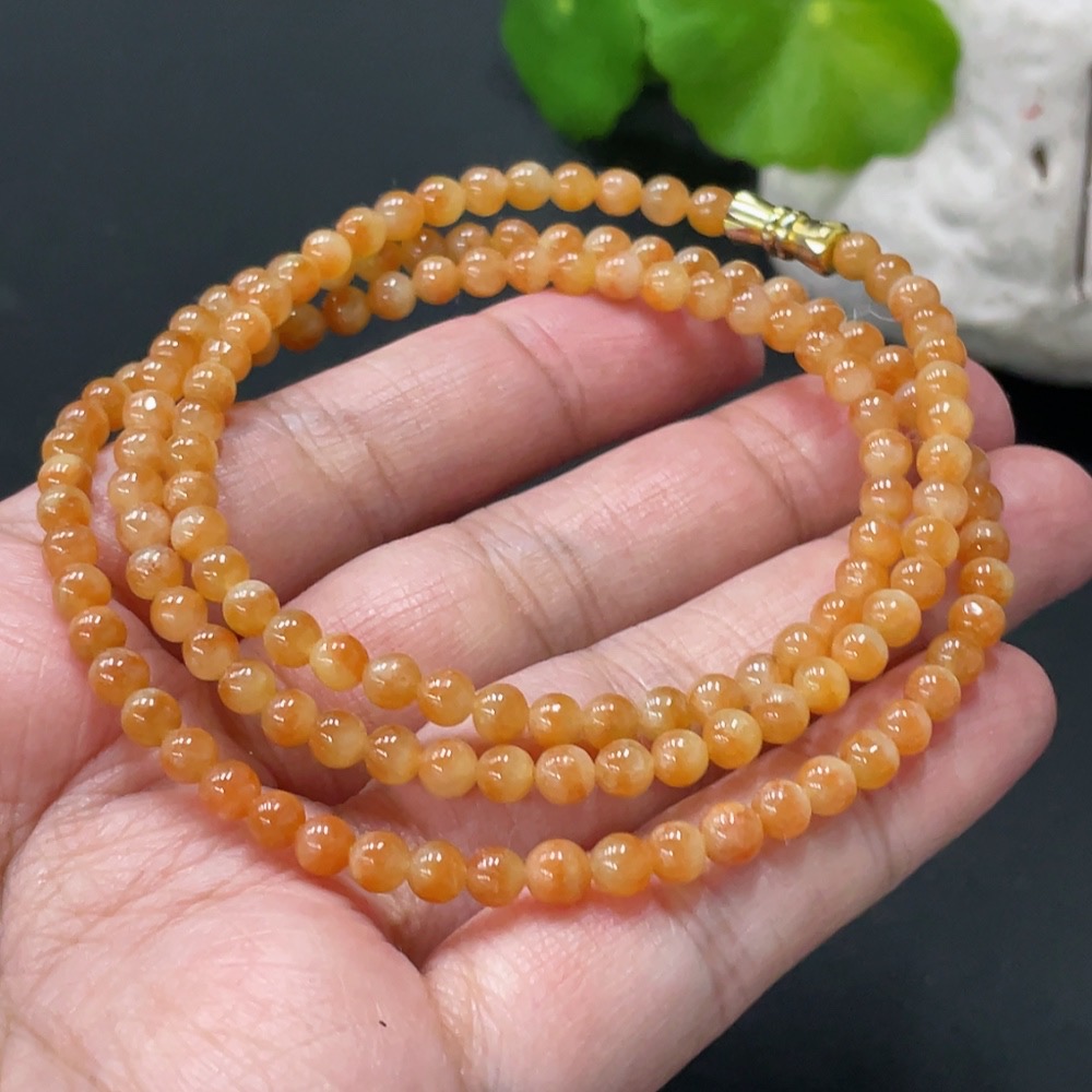 F34018783 Jadeite Bead Necklace Approximately 4.1mm Total Weight About 17.89g Color Origin Undetermined