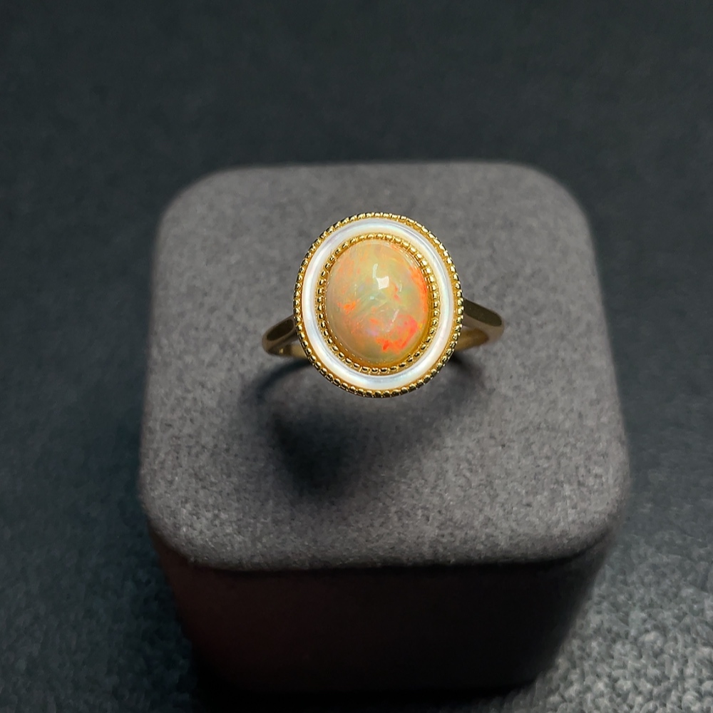 C34008378 Opal Ring Adjustable Non-Gold Total Weight Approx. 3.68g