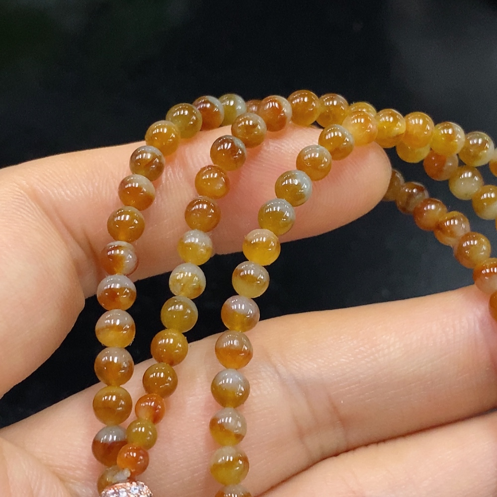 F29363368 Jadeite Beaded Necklace Non-Gold Color Origin Undetermined Total Weight Approx. 17.35g Size Approx. 4.2mm