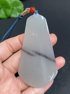 H33844521 Hetian Jade Pendant, Plain Pendant, Total Weight (including rope): 43.4g