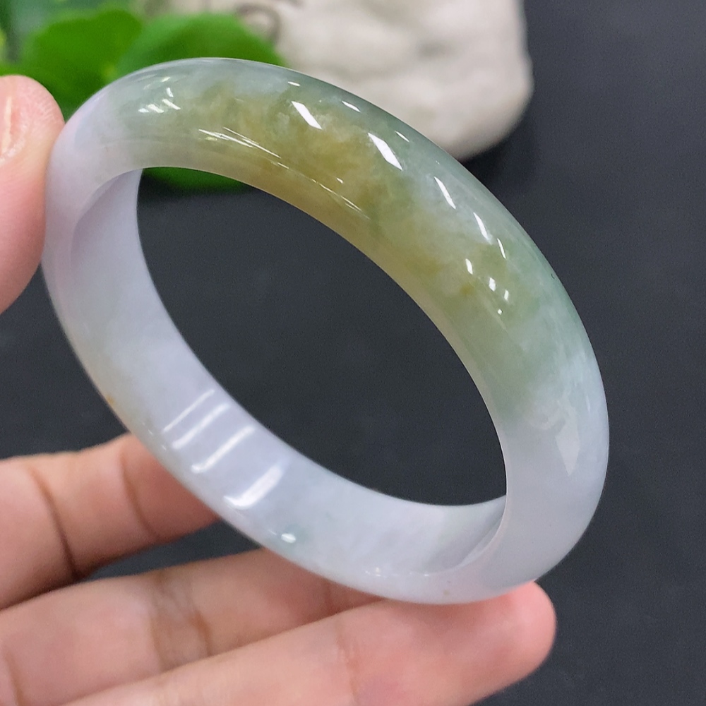 F34000393 Jadeite Round Bangle Size 53.2 Total Weight Approx. 46.56g