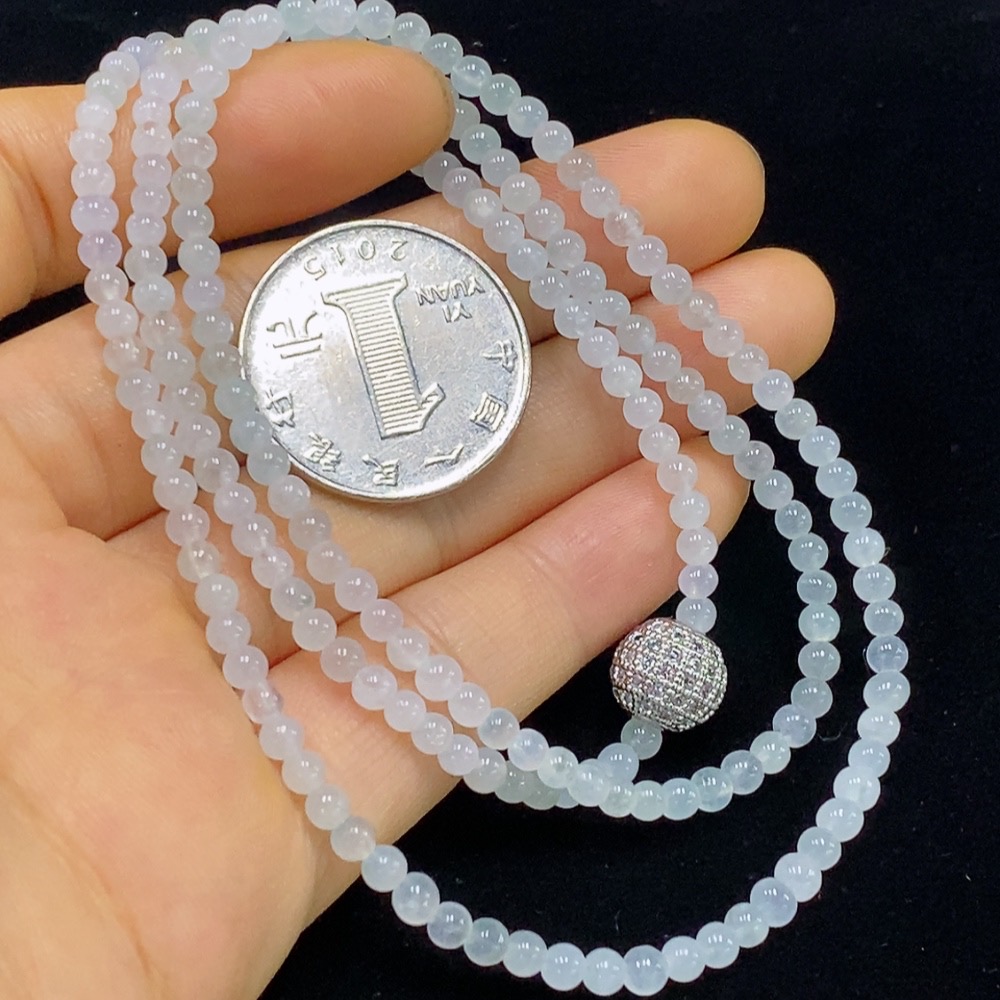 F34024300 Jadeite Bead Necklace Approx. 3.2mm Total Weight Approx. 14.88g Non-Gold