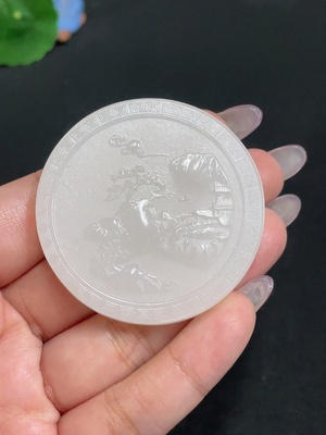 H34956581 Hetian Jade Pendant Landscape Total Weight Approx. 44.7g