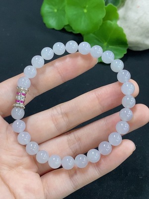 F46549272 翡翠手串 卡7.3mm左右 非金镶  货品总重约20.22克