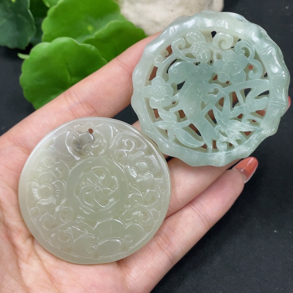 H35085688 Hetian Jade Pendant Antique Plaque Containing Other Mineral Components Total Weight Approx. 60.4g