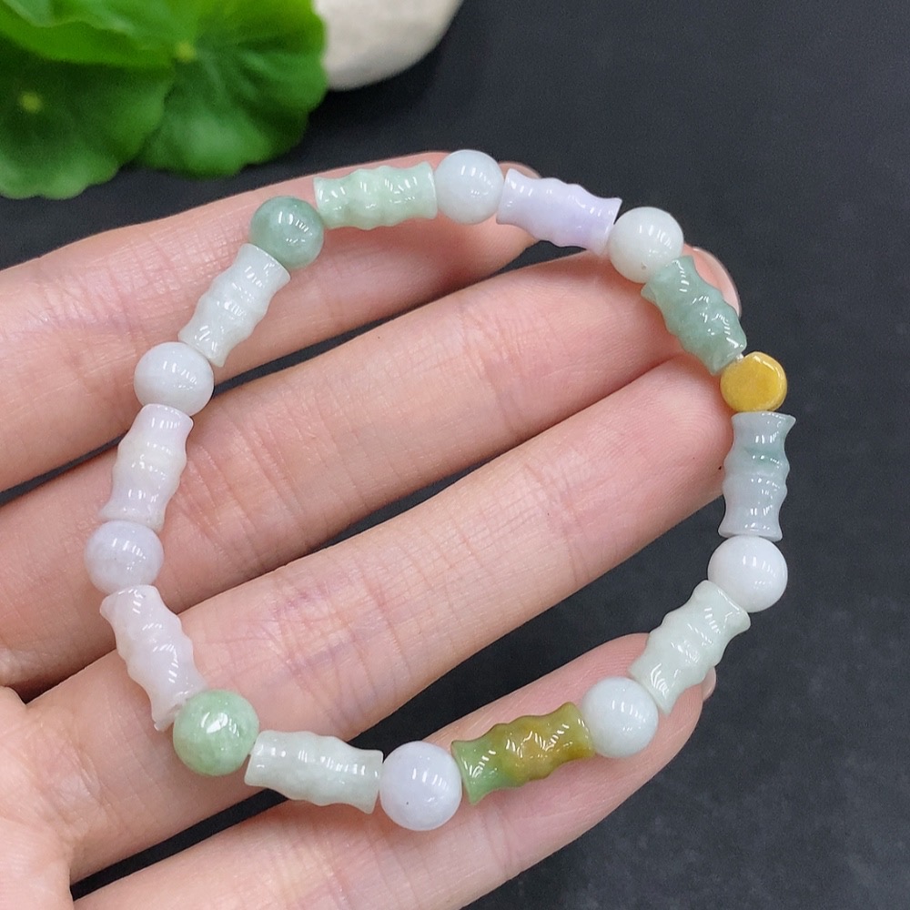 F34060041 Jadeite Bracelet Total Weight Approx. 10.8g Yellow Beads Color Origin Undetermined