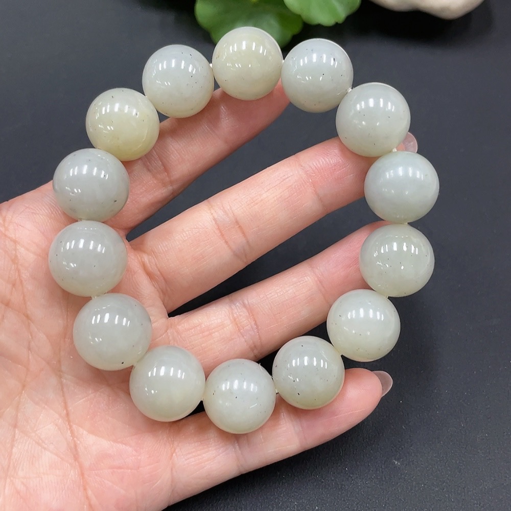 H19081307 Hetian Jade Bracelet, Approx. 16mm Beads, Total Weight Approx. 92.19g