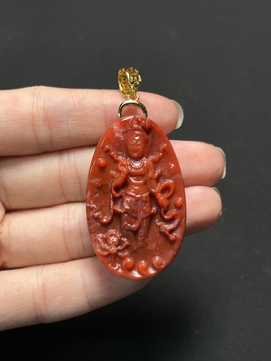 C43199974 南红玛瑙挂件 可见有机物 非金 货品总重约15.5g