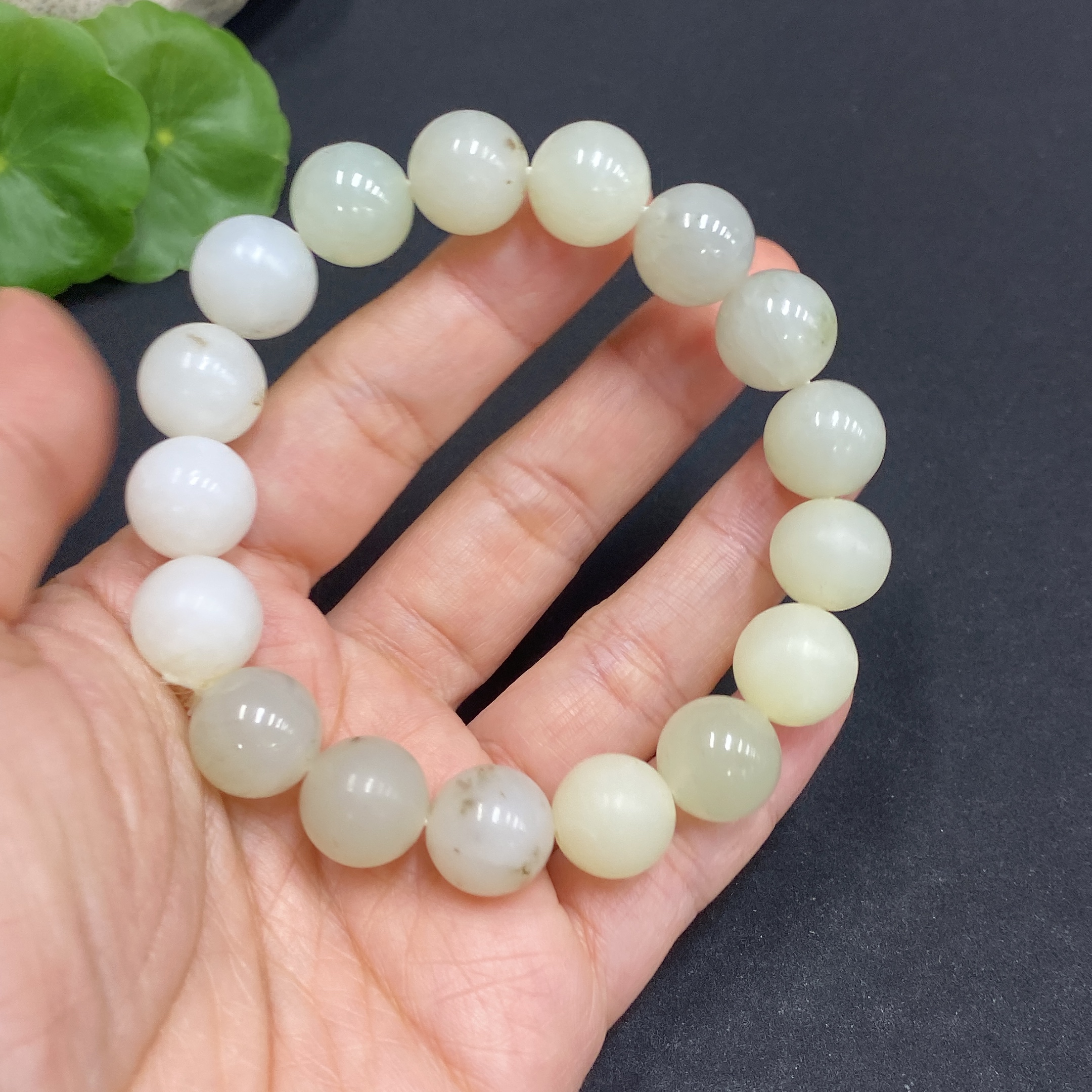H32795849 Hetian Jade Bracelet, approx. 11.8mm, total weight approx. 45.1g, containing other mineral components