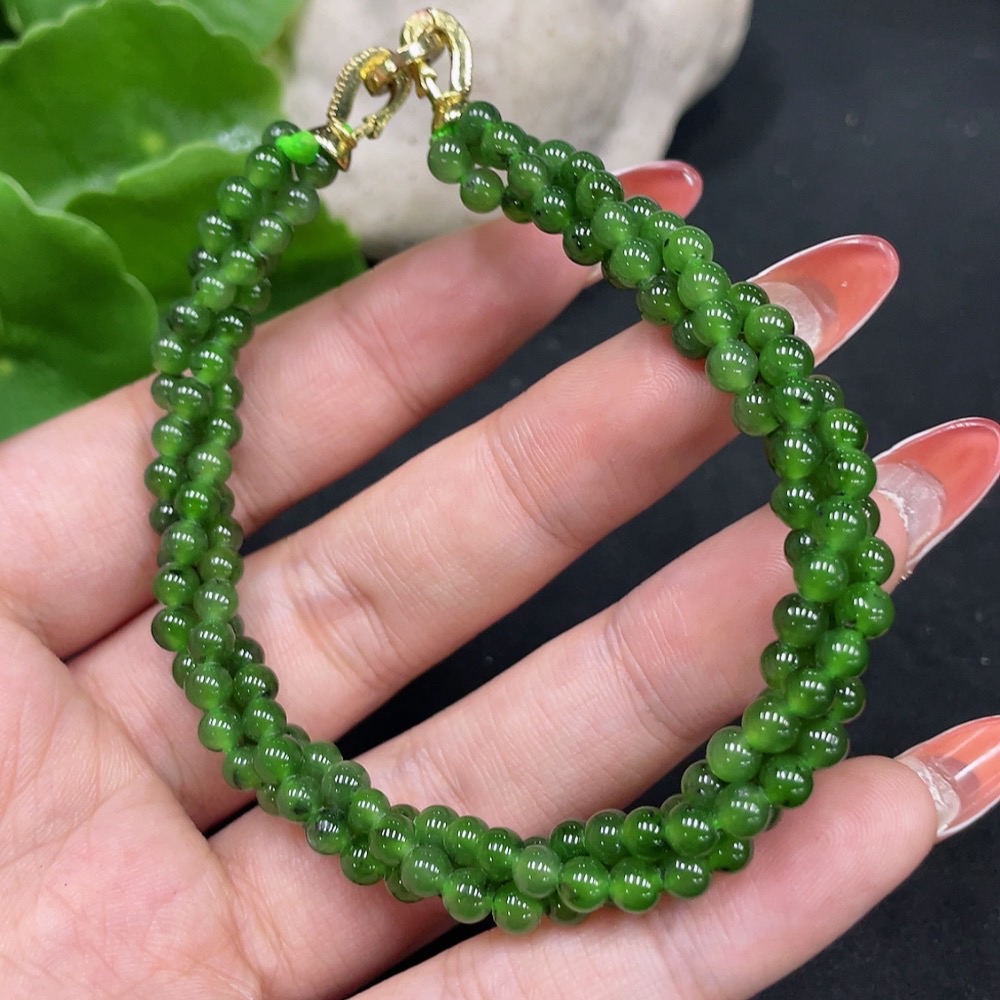 H35084204 Hetian Jade Bracelet Approx. 3.8mm Non-Gold Total Weight Approx. 15.5g