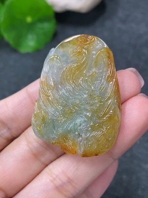 F34998908 Jadeite Pendant Phoenix Total Weight Approx. 13.8g Yellow Part Color Origin Undetermined