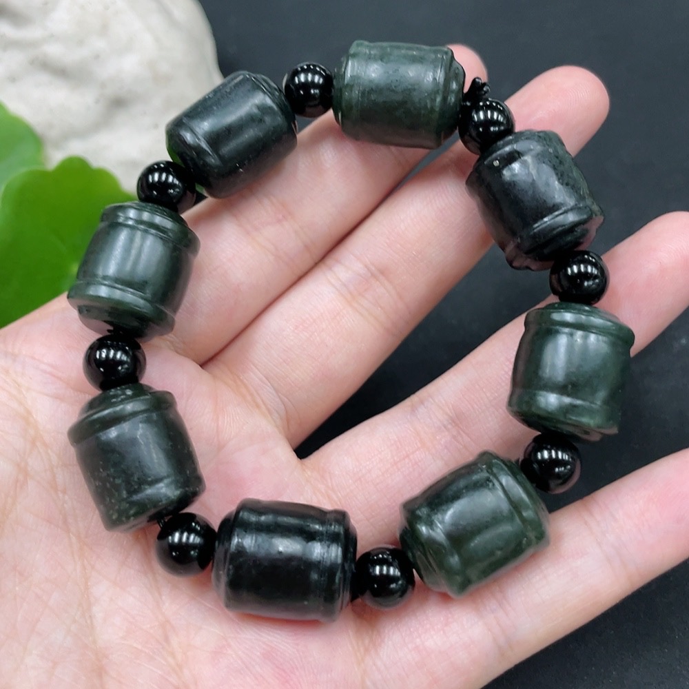 H30538467 Hetian Jade Bracelet (Non-Hetian Jade Beads) Total Weight Approx. 64.7g