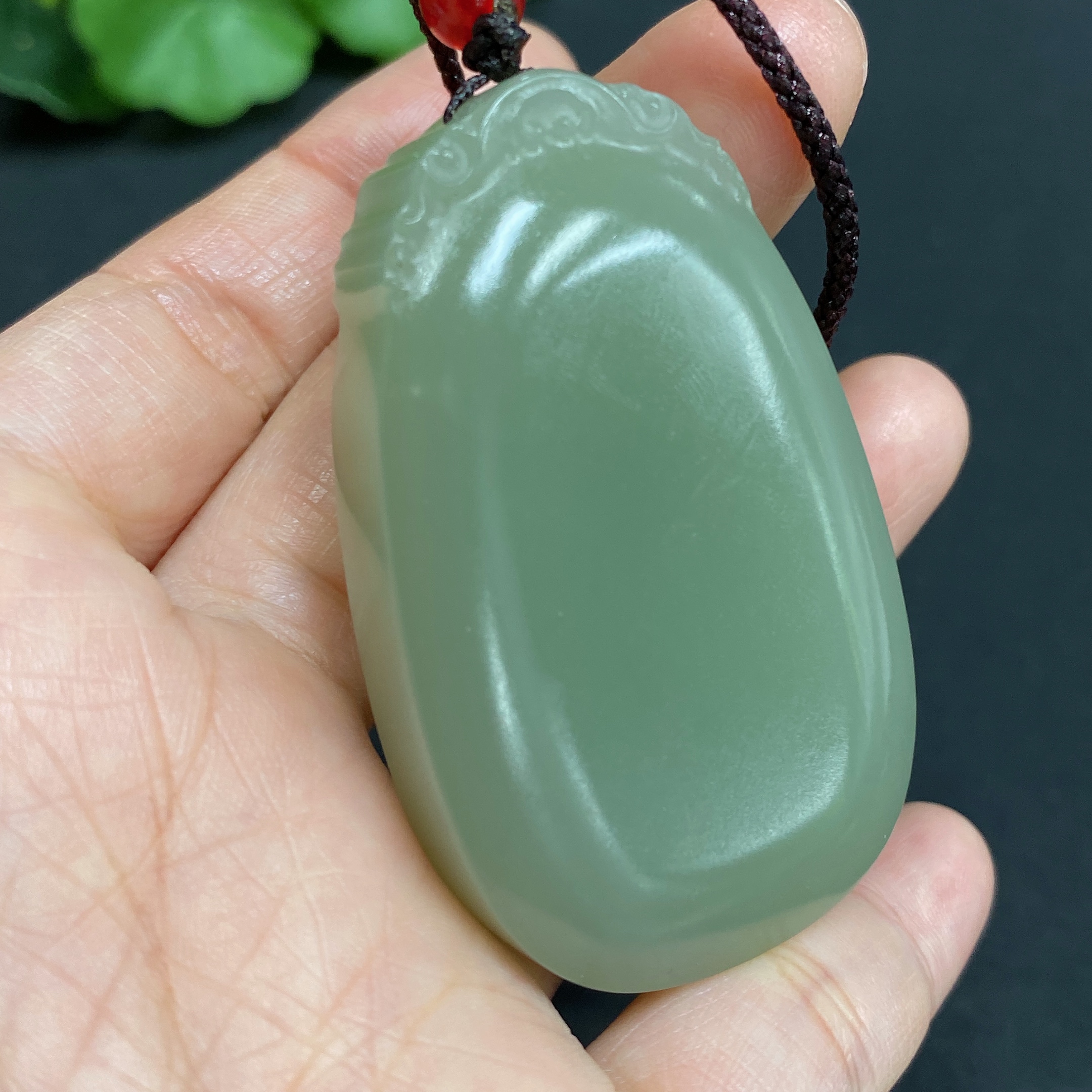 H30571456 Hetian Jade Pendant, Plain Pendant, Total Weight Approx. [with rope] 54g