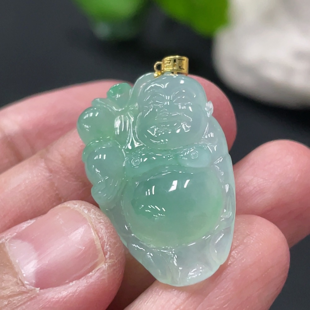 F34978857 Jadeite Pendant Buddha 18k Total Weight Approx. 4.7g