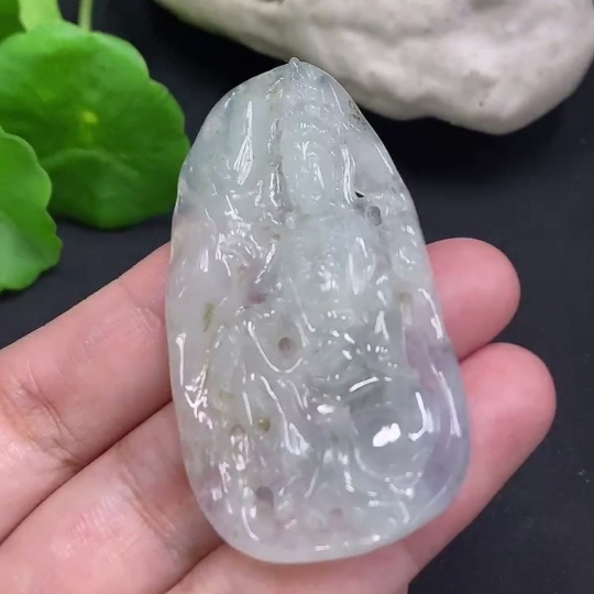 F32741616 Jadeite Guanyin Pendant Total Weight About 17.4g