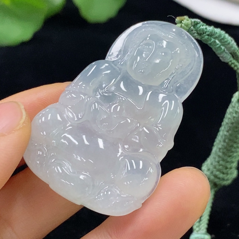 F33910482 Jadeite Guanyin Pendant Total weight approx. 18.15g (including rope weight)