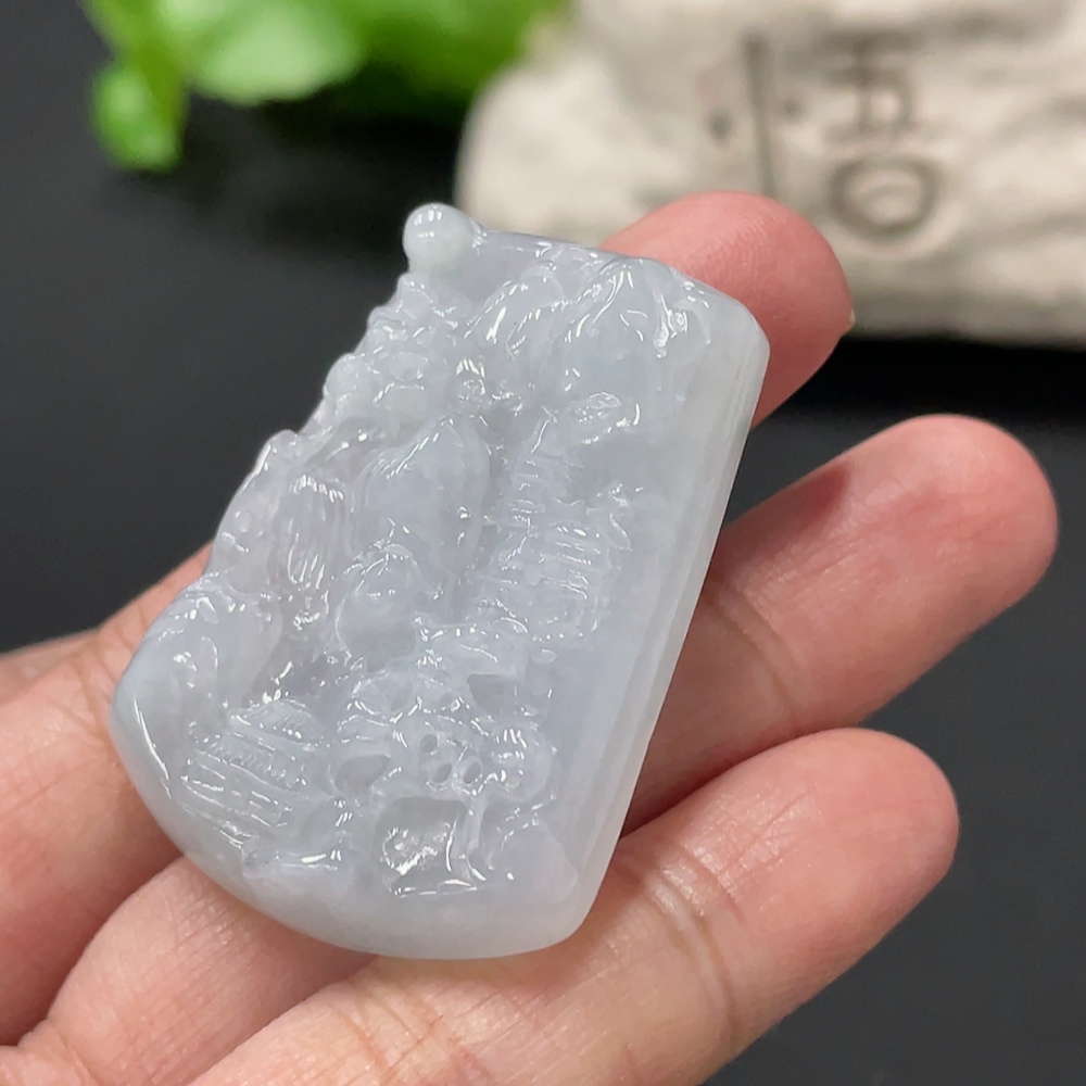 F34018139 Jadeite Landscape Pendant Total Weight Approx. 18.37g