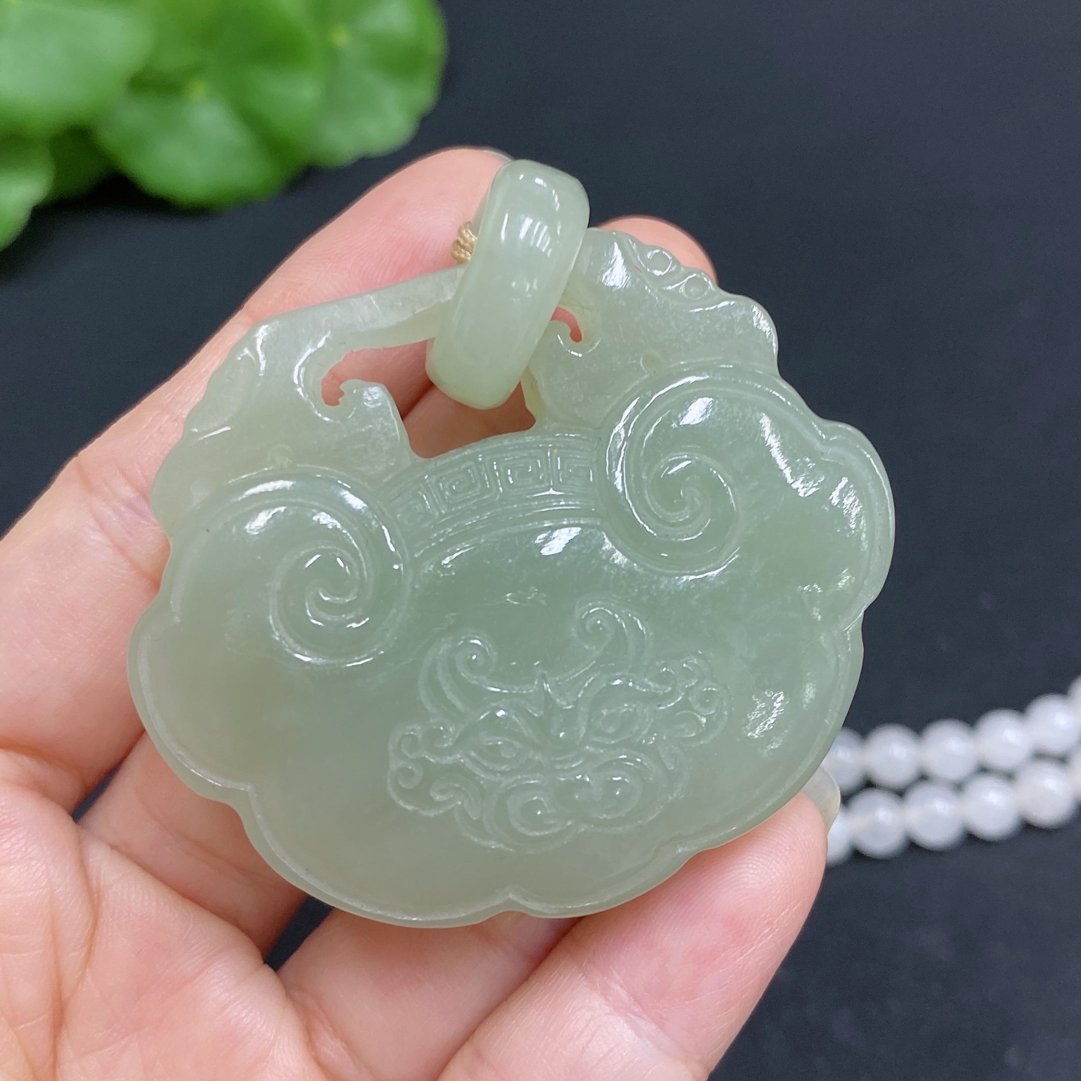 H34015585 Hetian Jade Pendant Antique Piece Total Weight Approx. (including chain, chain not Hetian Jade) 87.2g