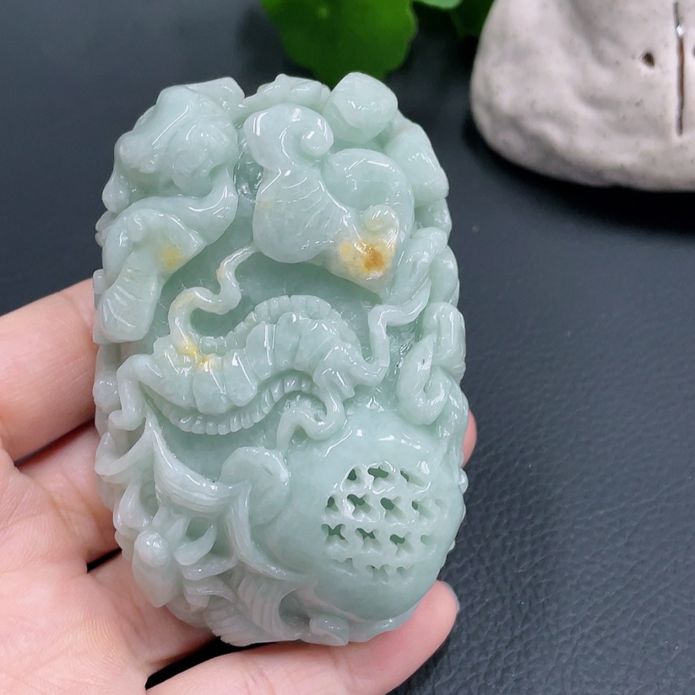 F23578788 Jadeite Handheld Piece, Color Origin Undetermined, Damaged, Total Weight 242.123g