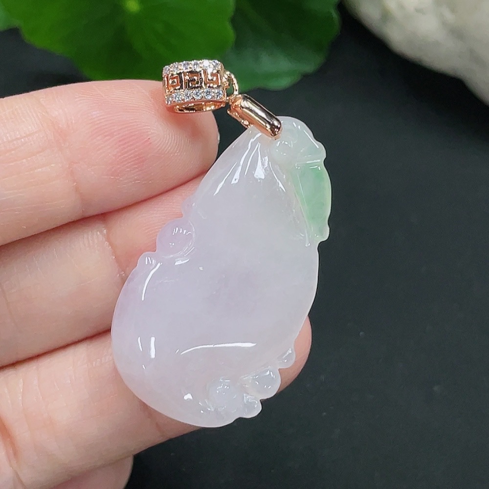 F28293209 Jadeite Fu Shou Pendant, Total Weight Approx. 7.7g (Non-Gold-Inlaid)