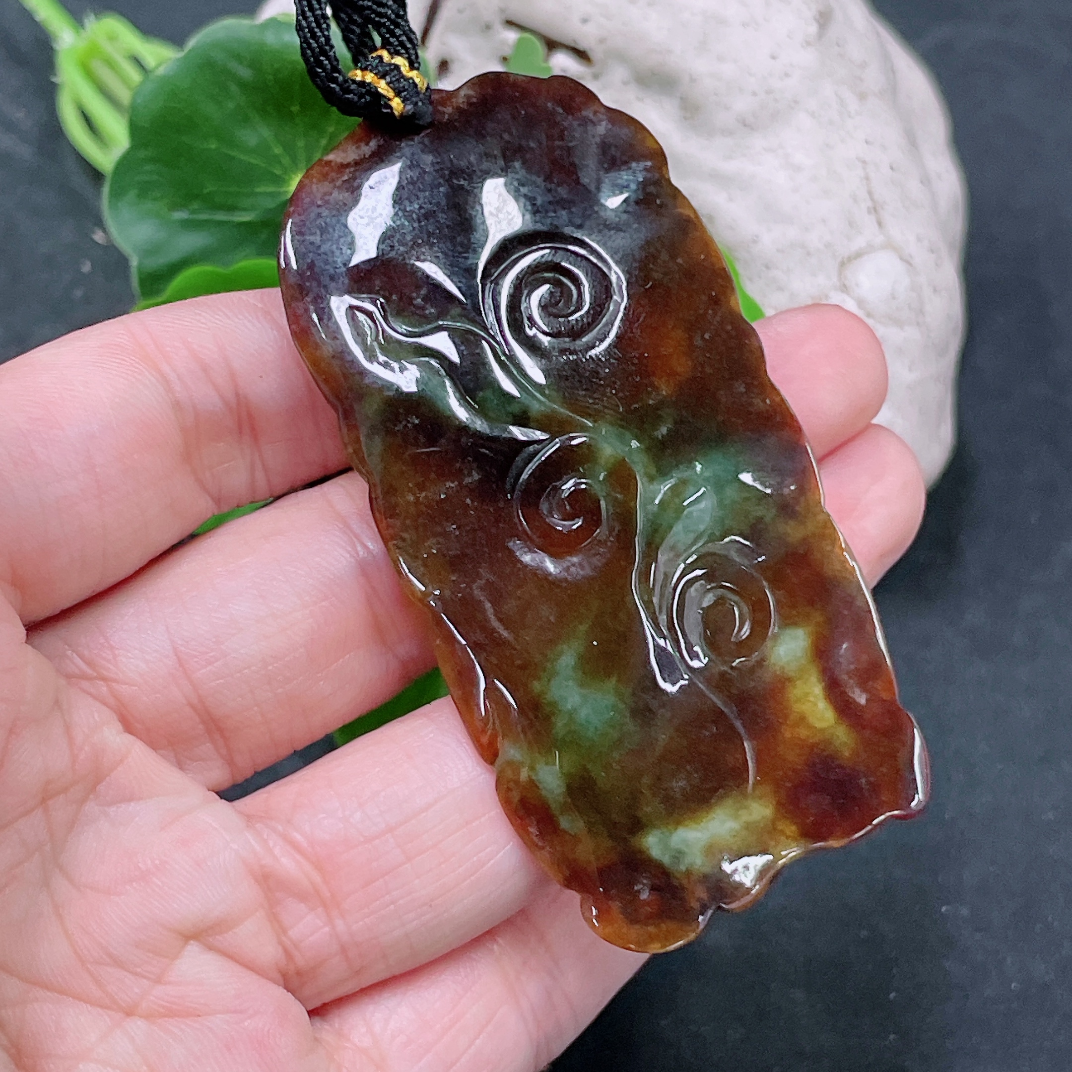 F33864697 Jadeite Pendant, Color Origin Undetermined, Total Weight Including Rope Approximately 31.3g