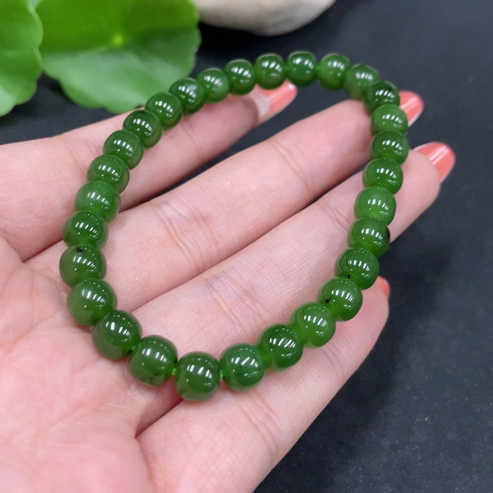 H34062945 Hetian Jade Jasper Bracelet, approximately 6.7mm, total weight about 15g
