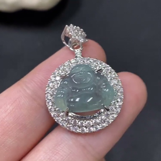 F28292550 Jadeite Buddha inlaid piece non-gold total weight approx. 3.82g