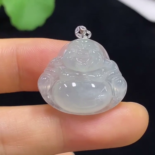 F34976038 Jadeite Buddha Pendant 18k Total Weight Approx. 4.25g