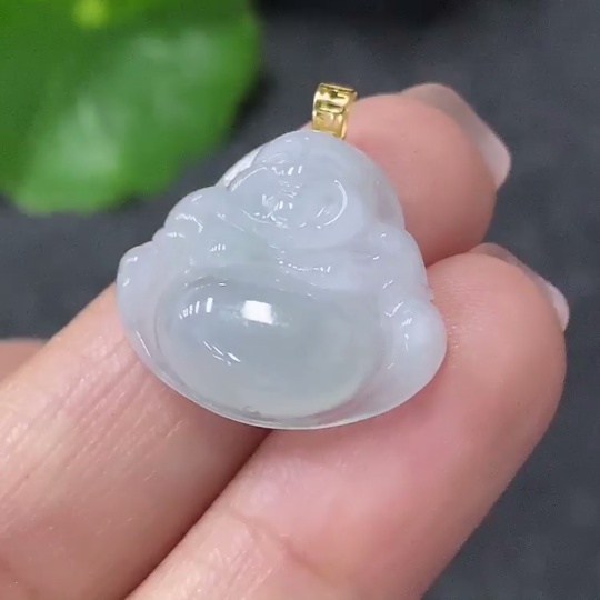 F34042182 Jadeite Pendant Buddha, No Mark, Surface Gold Content Au75%, Total Weight Approx. 2.87g
