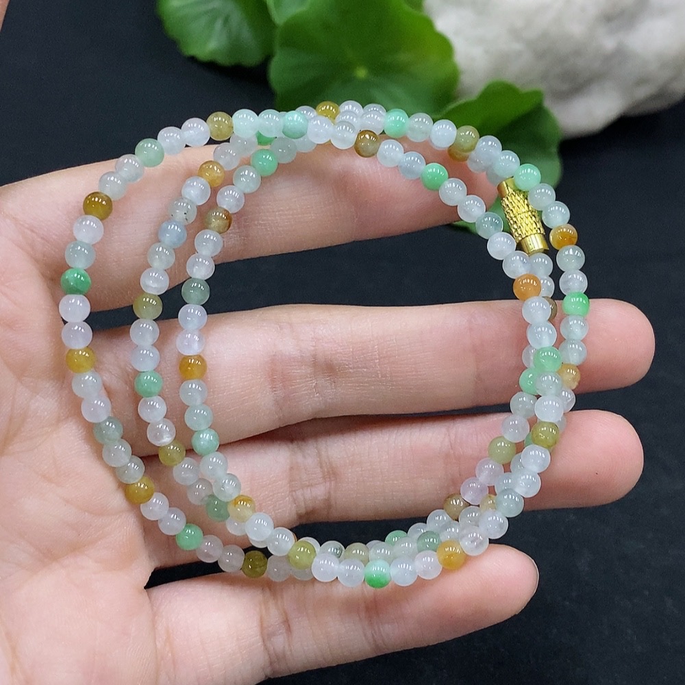 F33868157 Jadeite Beaded Necklace approx. 3.7mm total weight approx. 13.28g non-gold-inlaid color origin undetermined