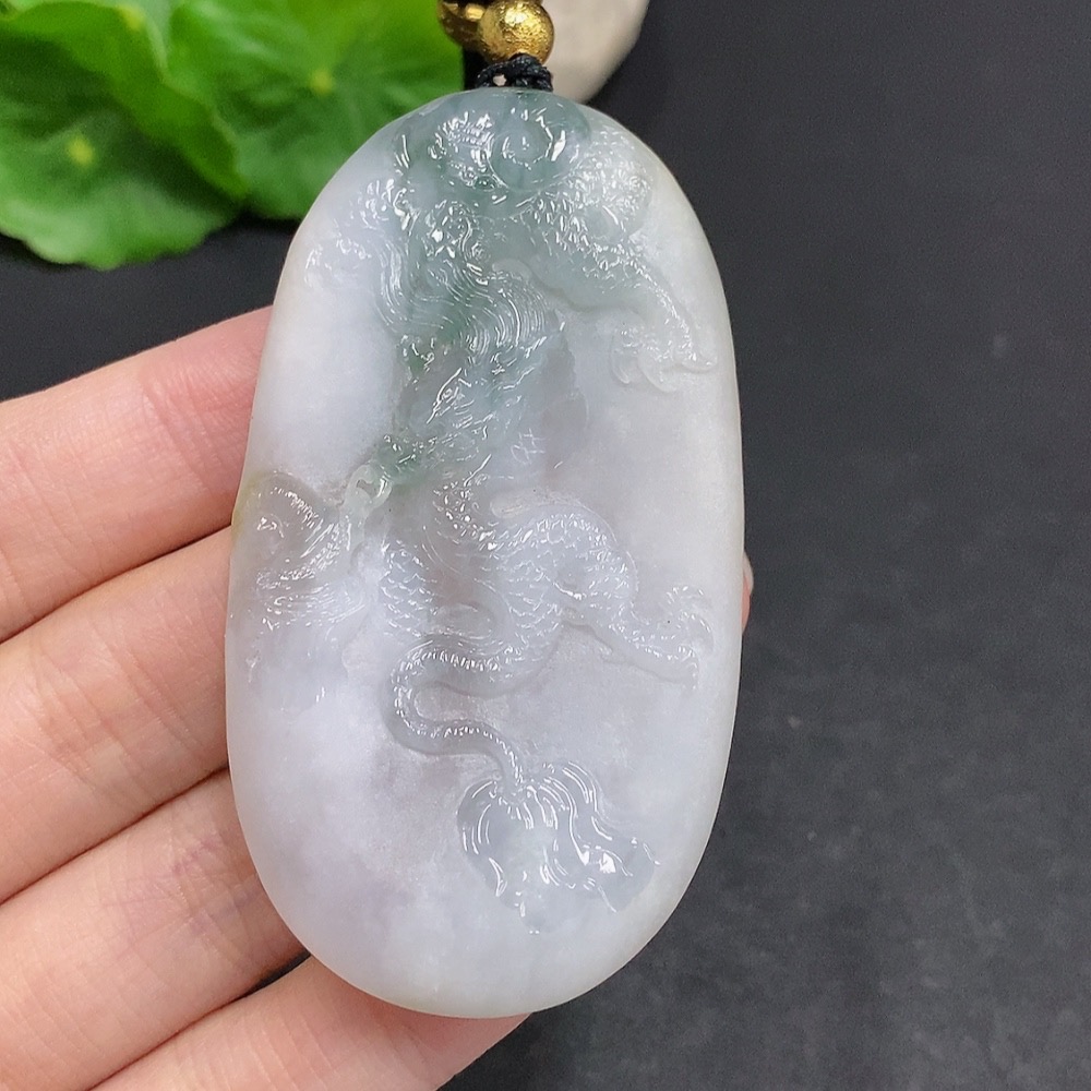 F34002994 Jadeite Dragon Soaring Across the Seas Pendant