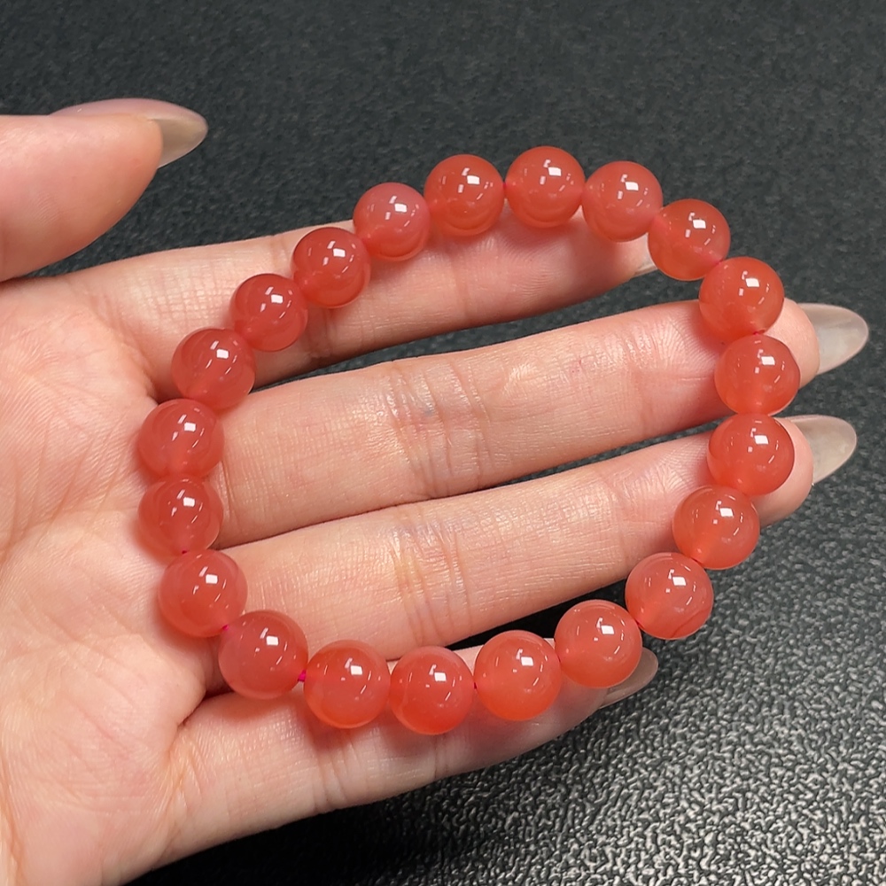 C34040936 South Red Agate Bracelet with Visible Organic Matter, Total Weight Approx. 22.36g, Size ~9.2mm