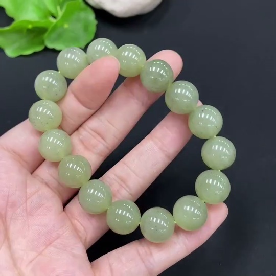 H27140261 Hetian Jade Bead Bracelet, approx. 12mm, total weight about 44.6g