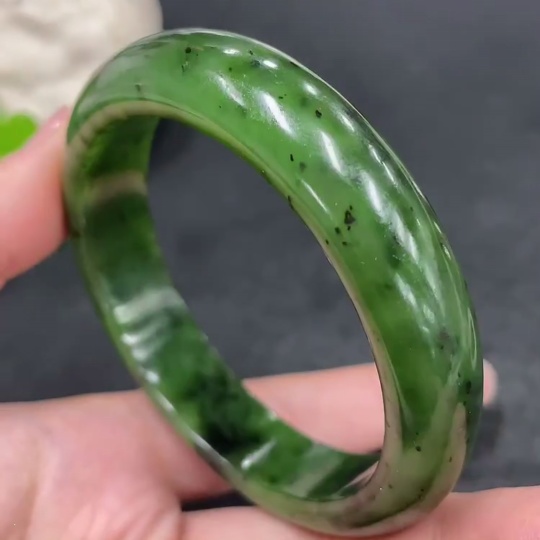 H31582303 Hetian Jade Round Bracelet, Size 57.7, Total Weight Approx. 54.2g