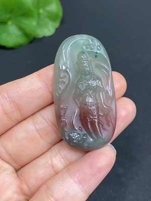 H33844843 Purple-Green Agate Pendant - Guanyin, Total Weight Approx. 14.3g
