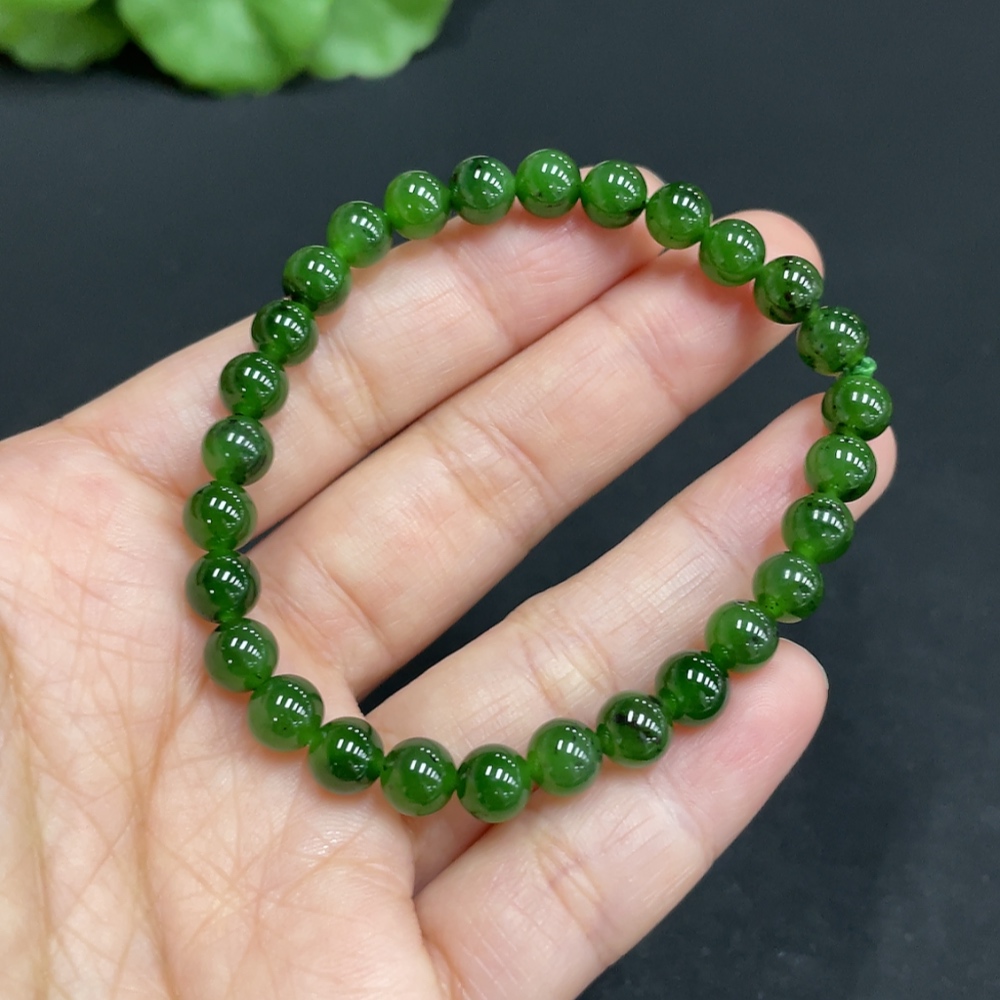 H34072834 Hetian Jade Bracelet, about 6mm, total weight about 9.8g